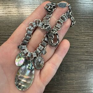 Liz Paiacios Abalone and Crystal Vintage Necklace